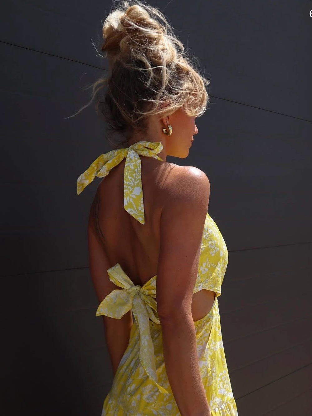 VICI Yellow Floral Halter Maxi Dress - Women's Summer Dress S - Picture 2 of 10